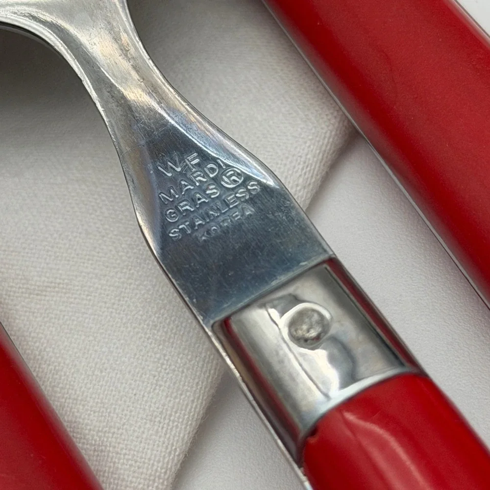 Vintage WF Washington Forge Mardi Gras Red Teaspoons Set of 3 Stainless Korea